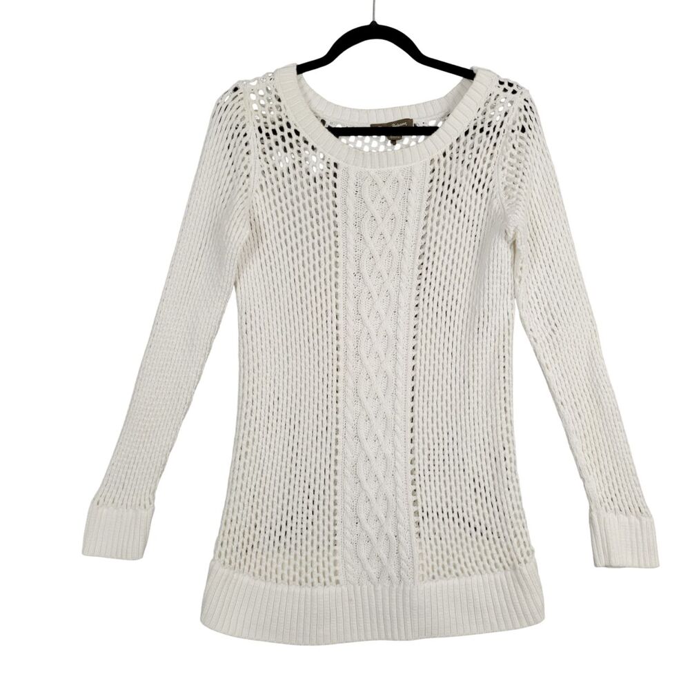 TOMMY BAHAMA White Open Cable Knit Cotton Beachy Coastal Sweater SIZE LARGE